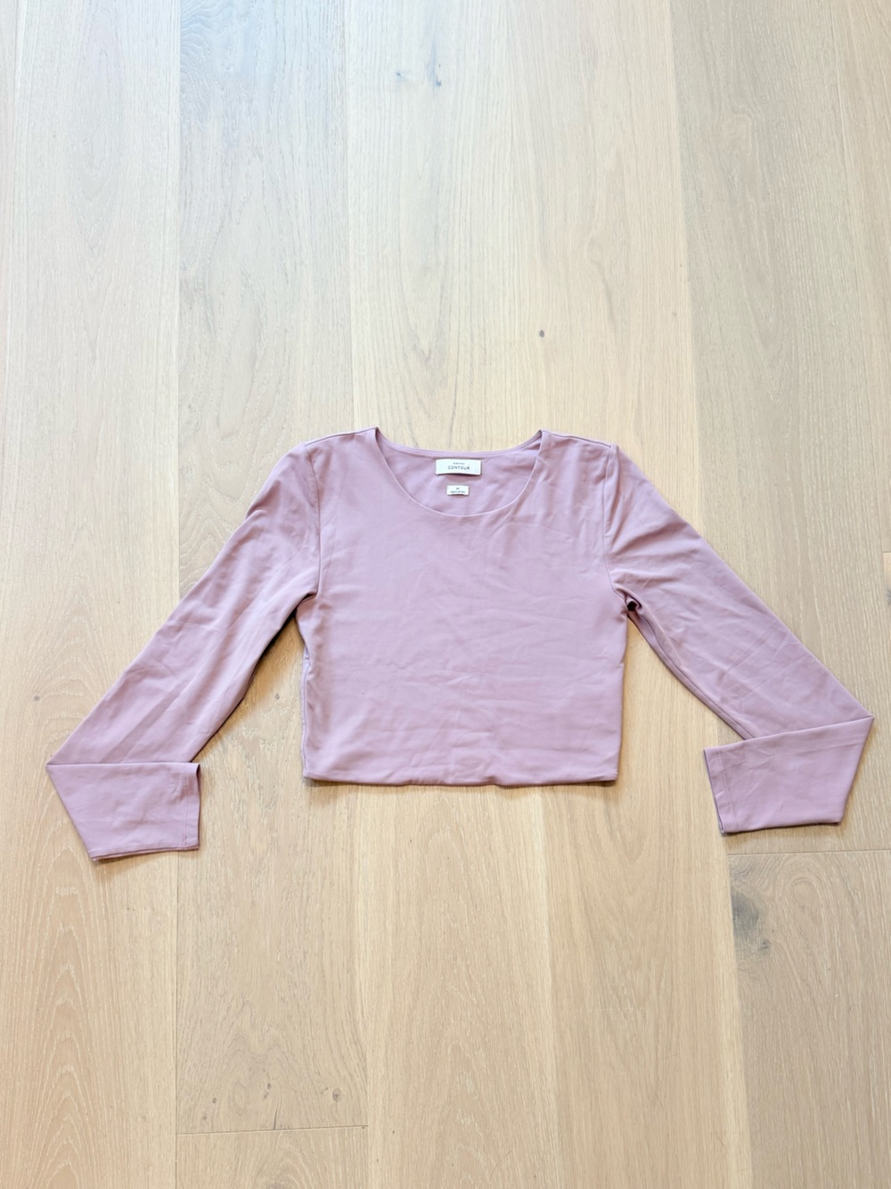 Aritzia Babaton Contour Long Sleeve Cropped Top Dusty Mauve M